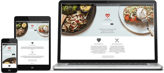 Local Foodlovers Website für Smartphone, Tablet und Desktop